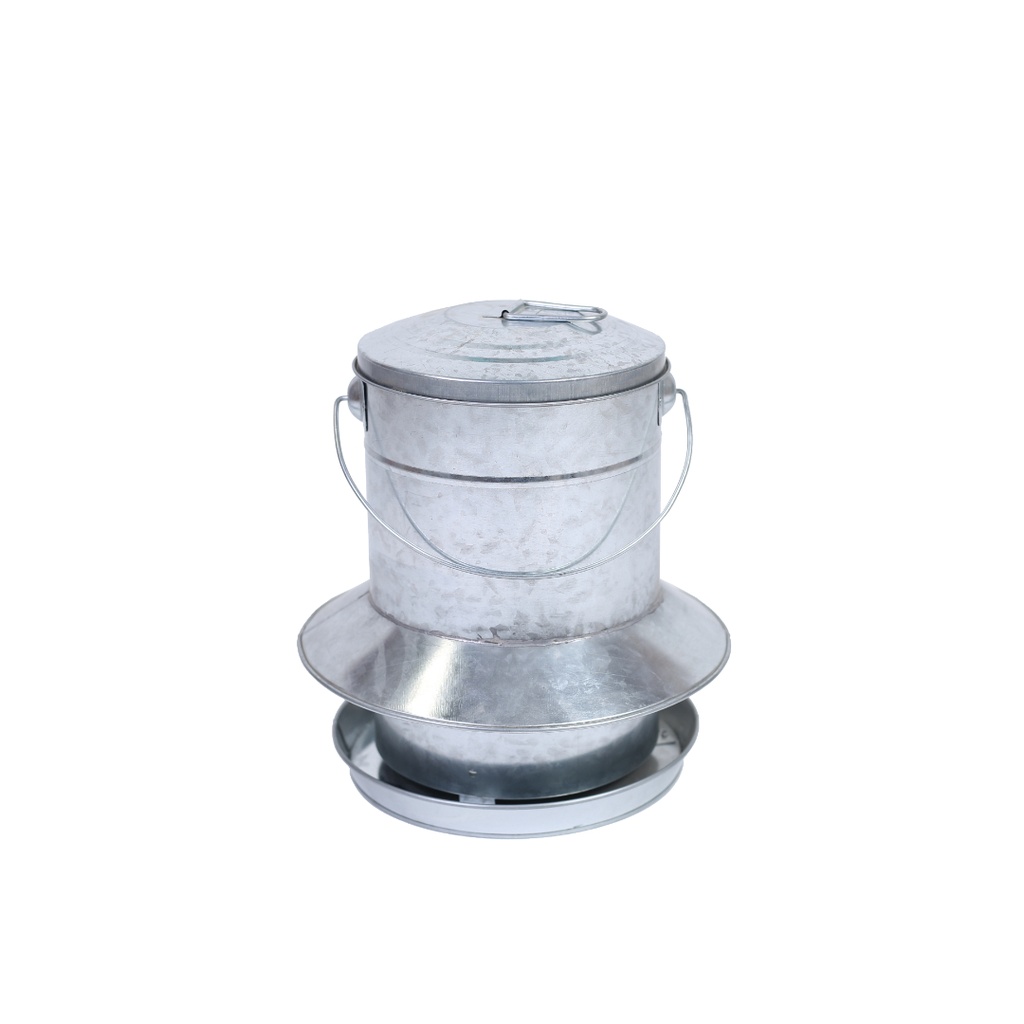 Galvanised poultry feeder with rain protection 9 kg